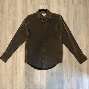 Zara SHIMMERY VISCOSE SHIRT in Golden